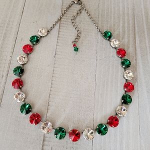Austrian Crystal Necklace in Antique Silver